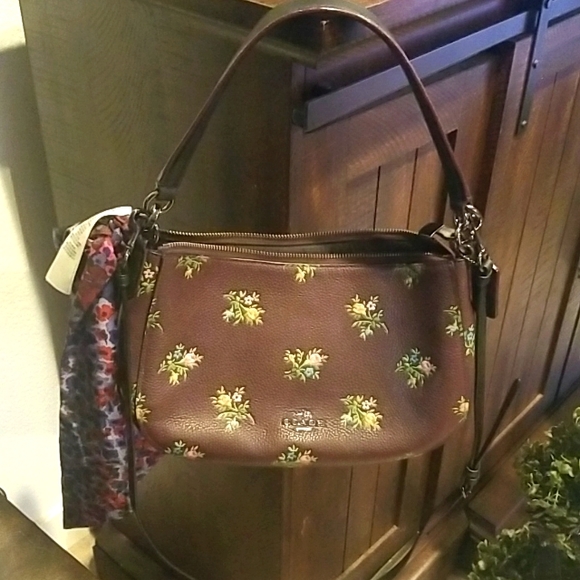 Coach Handbags - 💐Coach Chelsea Cross-stitch 💐Floral Oxblood Crossbody